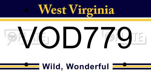 VOD779 West Virginia License Plate