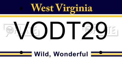 VODT29 West Virginia License Plate