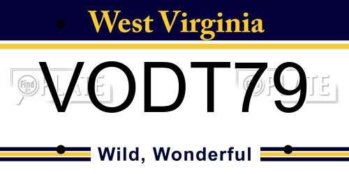 VODT79 West Virginia License Plate