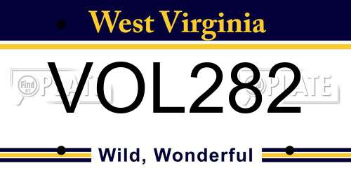 VOL282 West Virginia License Plate