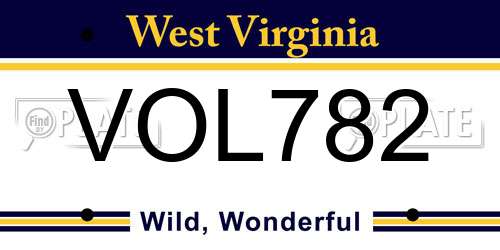 VOL782 West Virginia License Plate