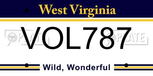 VOL787 West Virginia License Plate