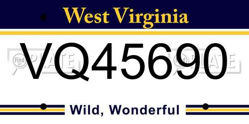 VQ45690 West Virginia License Plate