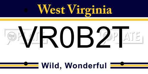 VR0B2T West Virginia License Plate