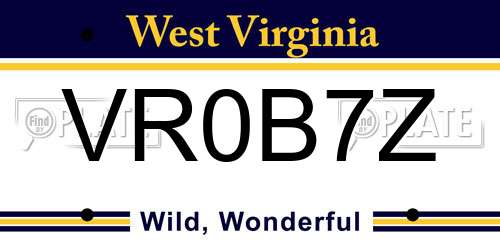 VR0B7Z West Virginia License Plate