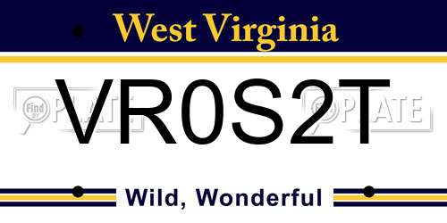 VR0S2T West Virginia License Plate