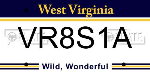VR8S1A West Virginia License Plate