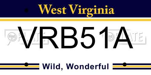 VRB51A West Virginia License Plate