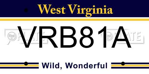 VRB81A West Virginia License Plate