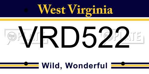 VRD522 West Virginia License Plate