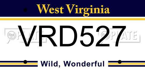 VRD527 West Virginia License Plate