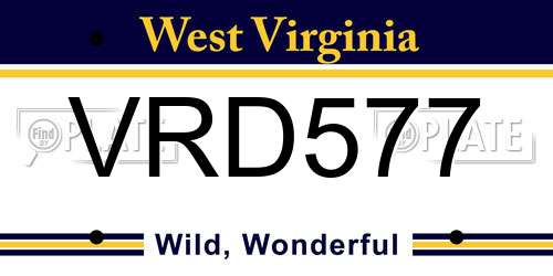 VRD577 West Virginia License Plate
