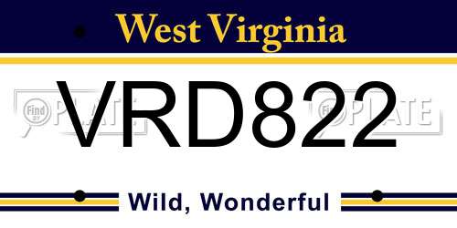 VRD822 West Virginia License Plate