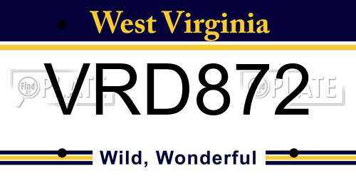 VRD872 West Virginia License Plate