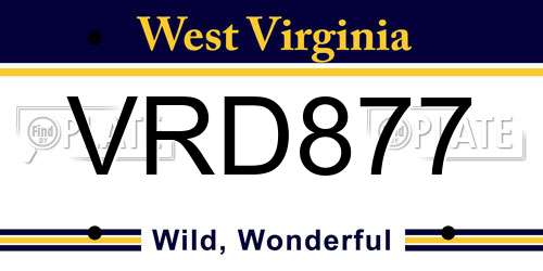 VRD877 West Virginia License Plate