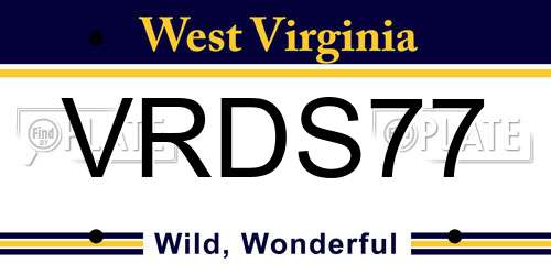 VRDS77 West Virginia License Plate