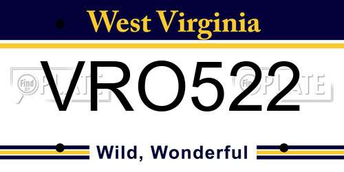 VRO522 West Virginia License Plate