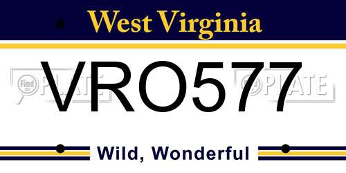 VRO577 West Virginia License Plate