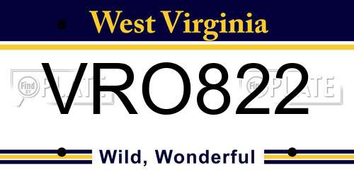 VRO822 West Virginia License Plate
