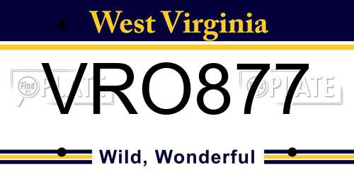 VRO877 West Virginia License Plate