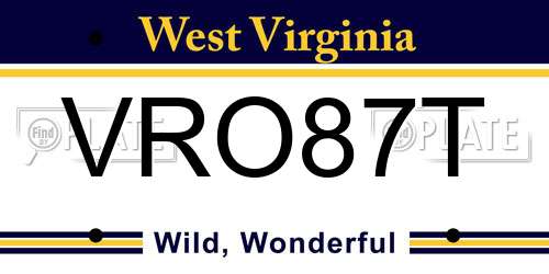 VRO87T West Virginia License Plate