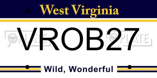 VROB27 West Virginia License Plate