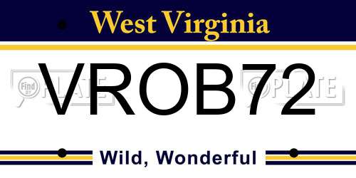 VROB72 West Virginia License Plate
