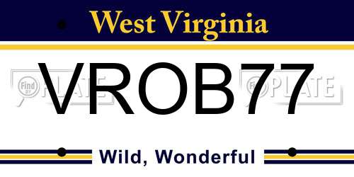 VROB77 West Virginia License Plate