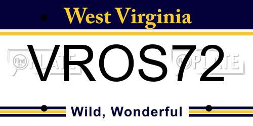 VROS72 West Virginia License Plate