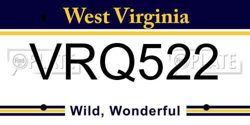 VRQ522 West Virginia License Plate