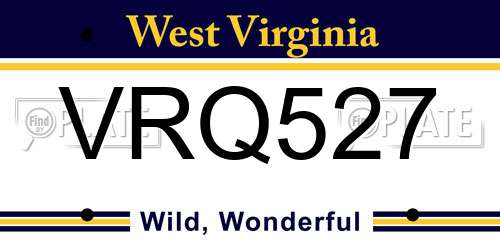 VRQ527 West Virginia License Plate