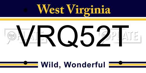 VRQ52T West Virginia License Plate
