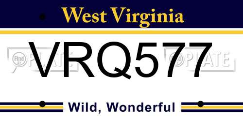 VRQ577 West Virginia License Plate