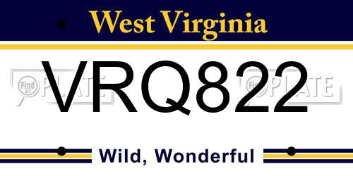 VRQ822 West Virginia License Plate
