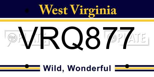 VRQ877 West Virginia License Plate