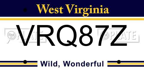 VRQ87Z West Virginia License Plate
