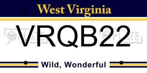VRQB22 West Virginia License Plate