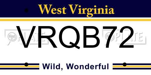 VRQB72 West Virginia License Plate