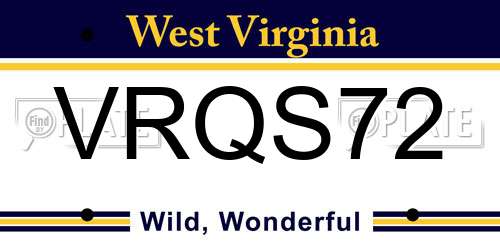VRQS72 West Virginia License Plate