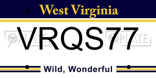 VRQS77 West Virginia License Plate