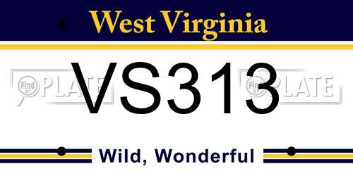 VS313 West Virginia License Plate