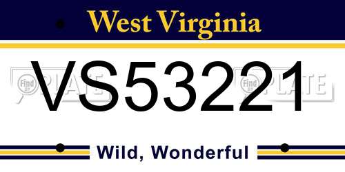 VS53221 West Virginia License Plate