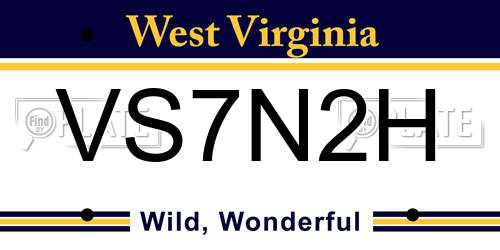 VS7N2H West Virginia License Plate