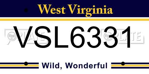 VSL6331 West Virginia License Plate