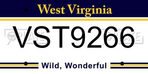 VST9266 West Virginia License Plate