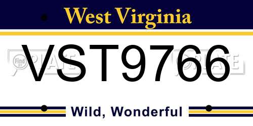 VST9766 West Virginia License Plate