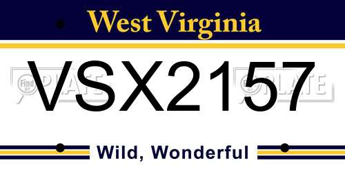 VSX2157 West Virginia License Plate