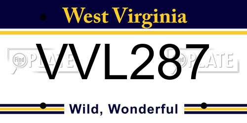VVL287 West Virginia License Plate