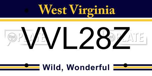 VVL28Z West Virginia License Plate