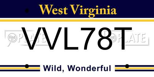 VVL78T West Virginia License Plate
